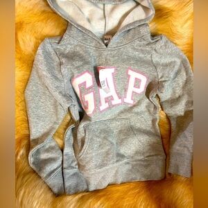 Girls Medium M GAP Embroidered Grey Pink Zip Hooded Sweater sweatshirt new